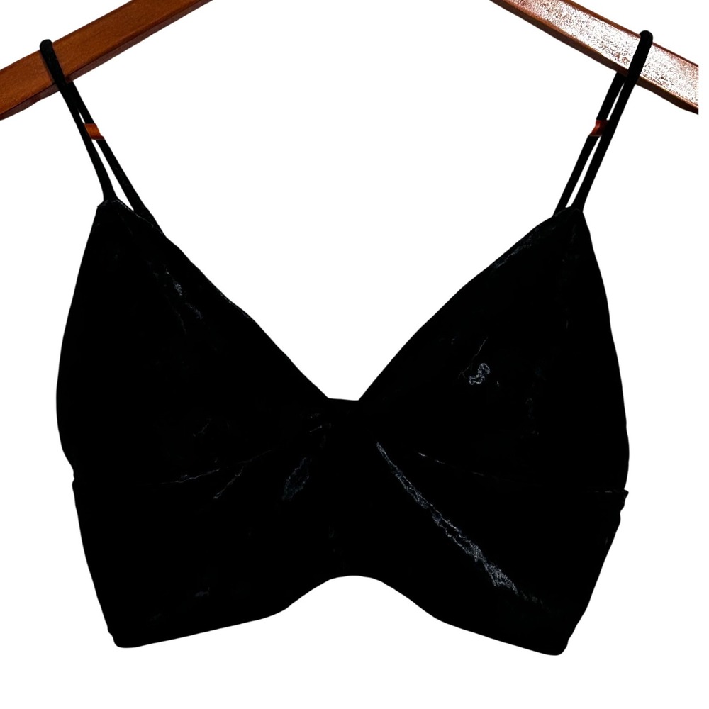 True Religion Black Velour Bikini‎ Top Women's Size Small